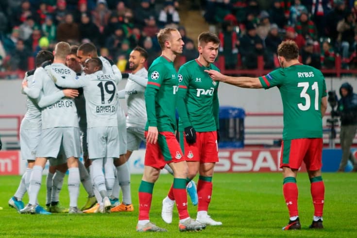 «Локомотив» - «Байер»: Бендер забивает второй гол в ворота «железнодорожников»