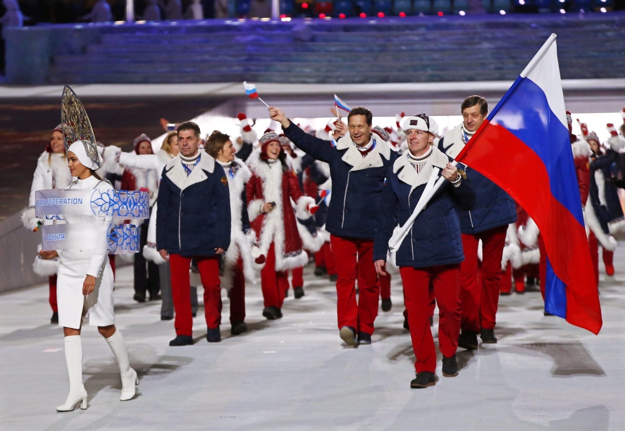 Сборная России на открытии зимних Олимпийских игр-2014 в Сочи. Фото: Getty Images